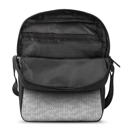 Grey Knitted Pattern Print Rectangular Crossbody Bag