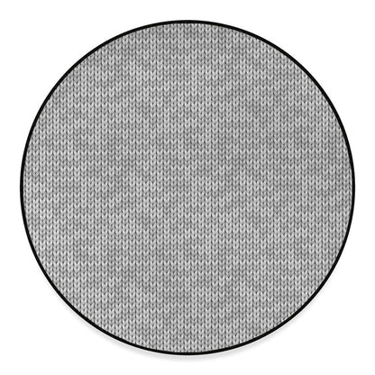 Grey Knitted Pattern Print Round Floor Mat
