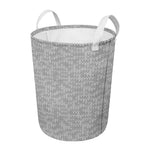 Grey Knitted Pattern Print Round Laundry Basket