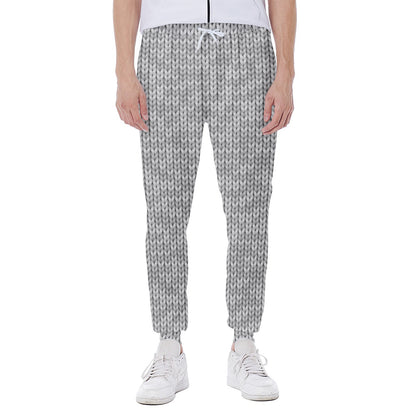 Grey Knitted Pattern Print Scuba Joggers