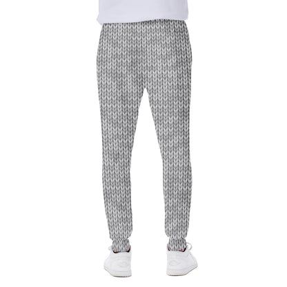 Grey Knitted Pattern Print Scuba Joggers