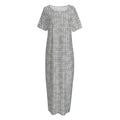 Grey Knitted Pattern Print Short Sleeve Long Nightdress