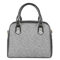 Grey Knitted Pattern Print Shoulder Handbag