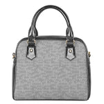 Grey Knitted Pattern Print Shoulder Handbag