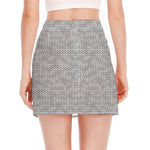 Grey Knitted Pattern Print Side Slit Mini Skirt