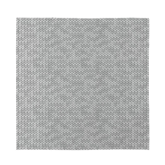 Grey Knitted Pattern Print Silk Bandana