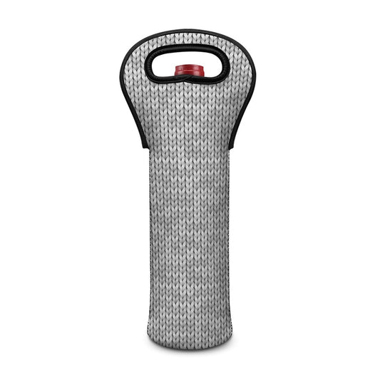 Grey Knitted Pattern Print Single Neoprene Wine Tote
