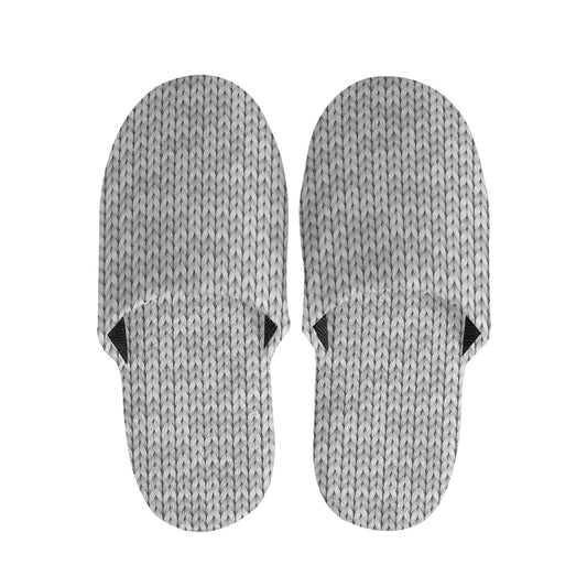 Grey Knitted Pattern Print Slippers