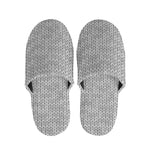 Grey Knitted Pattern Print Slippers