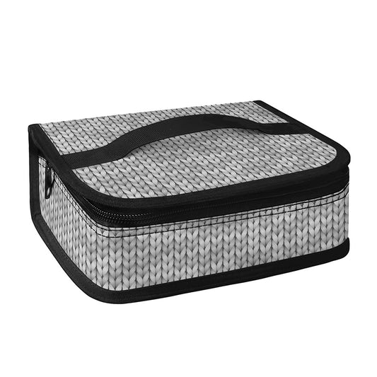 Grey Knitted Pattern Print Small Lunch Bag