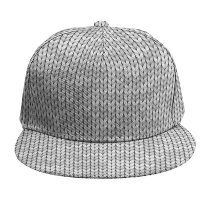 Grey Knitted Pattern Print Snapback Cap