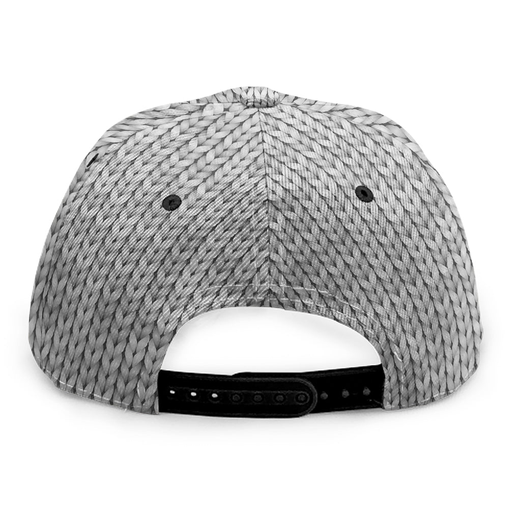 Grey Knitted Pattern Print Snapback Cap
