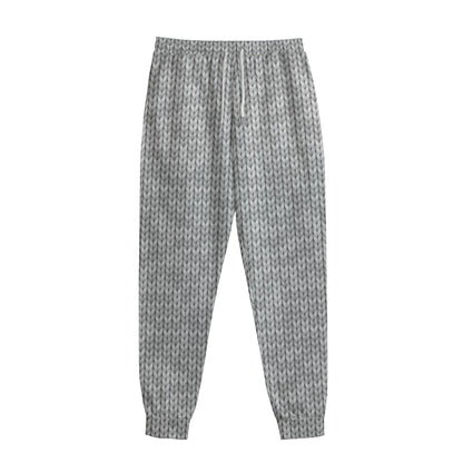 Grey Knitted Pattern Print Sweatpants