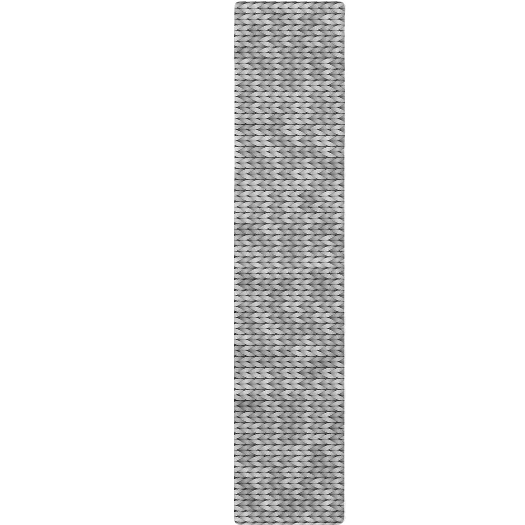 Grey Knitted Pattern Print Table Runner