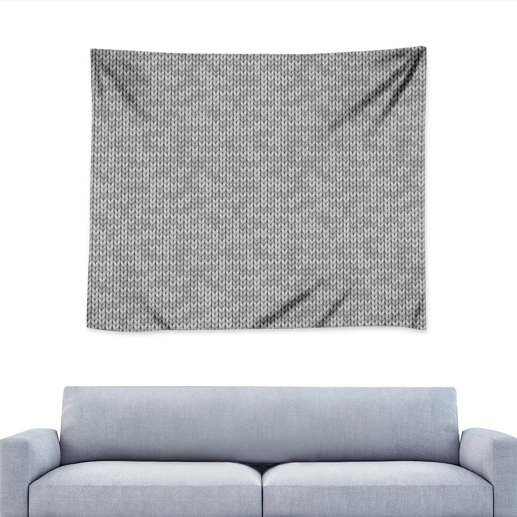 Grey Knitted Pattern Print Tapestry