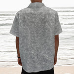 Grey Knitted Pattern Print Textured Short Sleeve Shirt