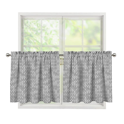 Grey Knitted Pattern Print Tier Curtains