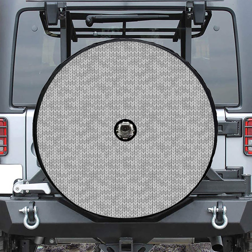 Grey Knitted Pattern Print Tire Cover With Camera Hole