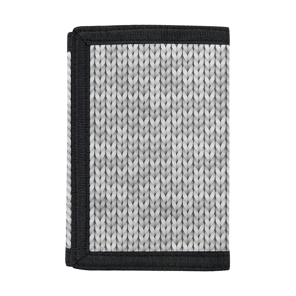Grey Knitted Pattern Print Trifold Wallet