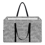 Grey Knitted Pattern Print Utility Tote Bag