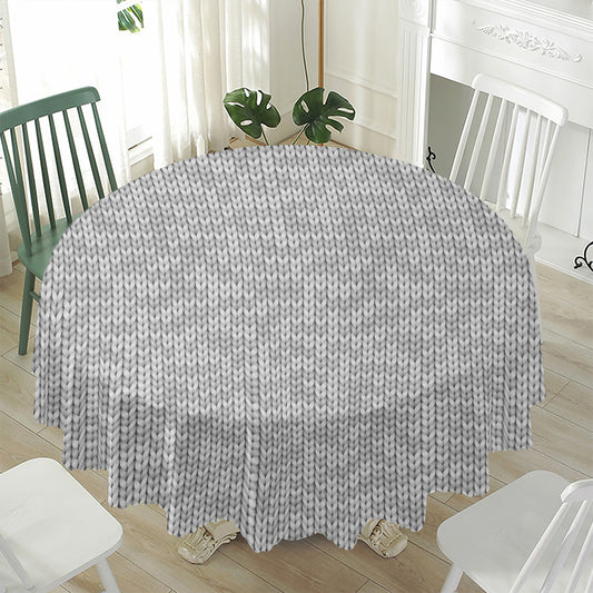 Grey Knitted Pattern Print Waterproof Round Tablecloth