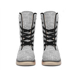 Grey Knitted Pattern Print Winter Boots