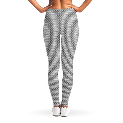 Grey Knitted Pattern Print Women's Leggings