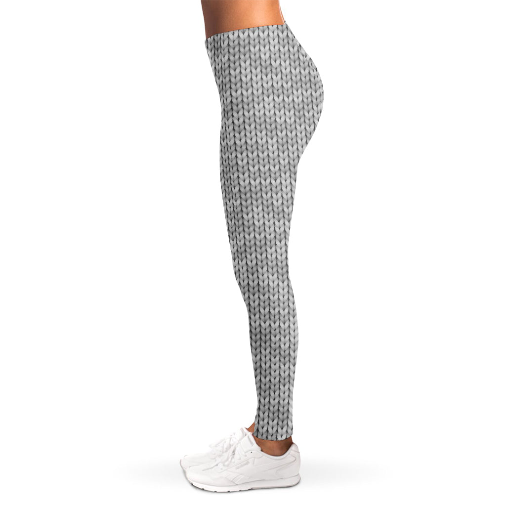 Grey Knitted Pattern Print Women's Leggings