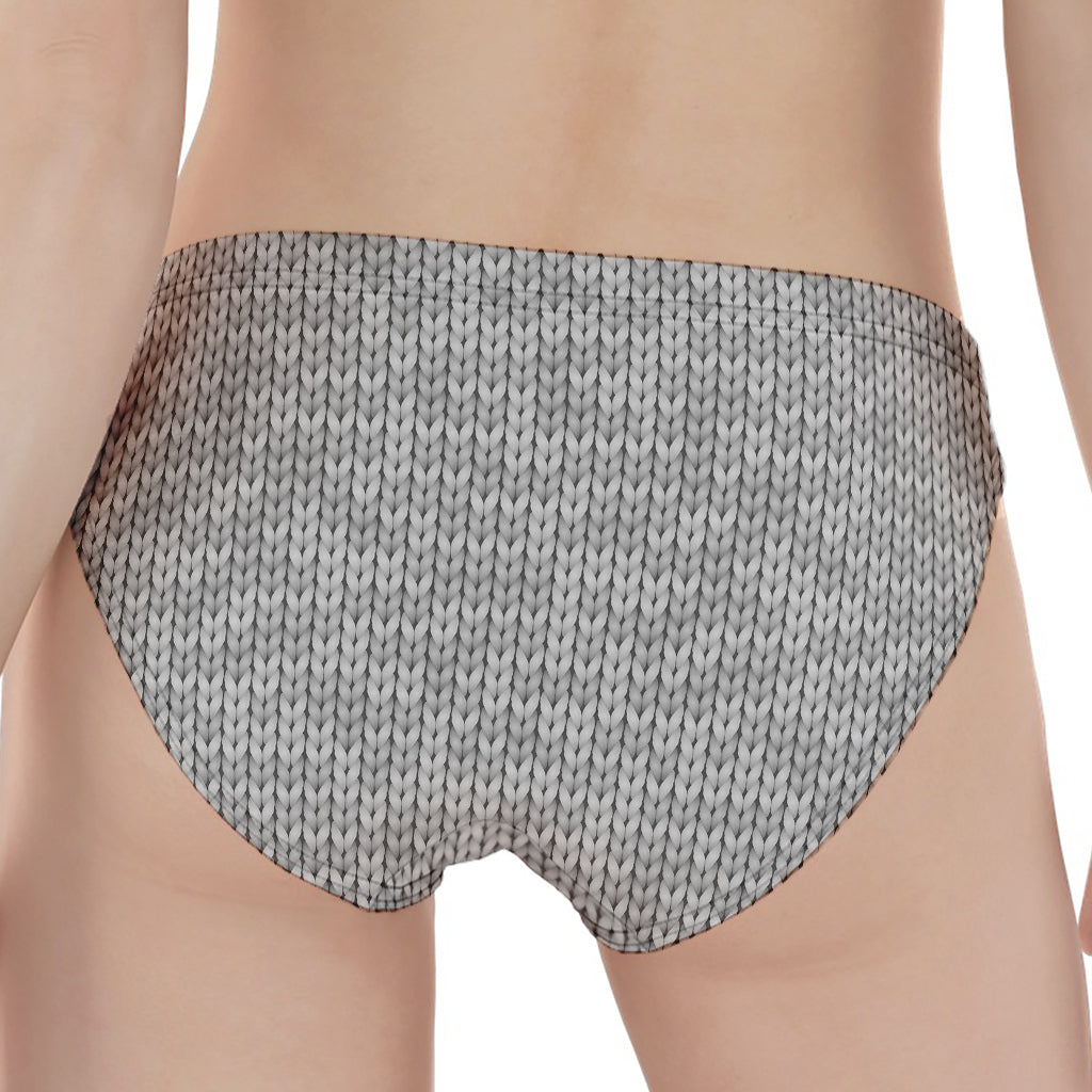 Grey Knitted Pattern Print Women's Panties