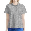 Grey Knitted Pattern Print Women's Polo Shirt