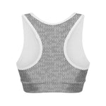 Grey Knitted Pattern Print Women's Sports Bra