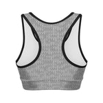Grey Knitted Pattern Print Women's Sports Bra