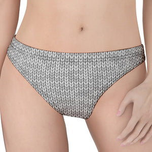 Grey Knitted Pattern Print Women's Thong