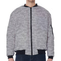 Grey Knitted Pattern Print Zip Sleeve Bomber Jacket