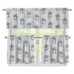 Grey Koala Pattern Print 3 Piece Kitchen Curtains