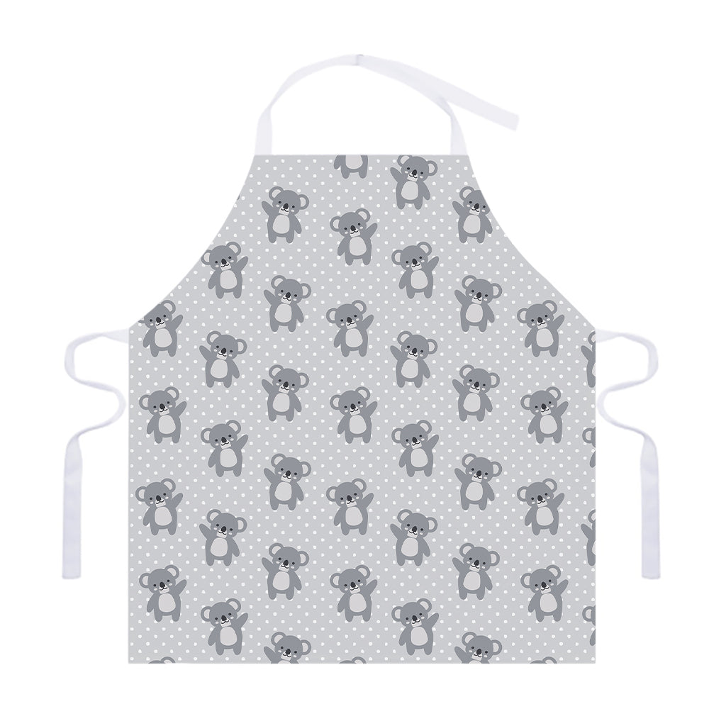 Grey Koala Pattern Print Adjustable Apron