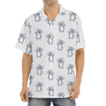 Grey Koala Pattern Print Aloha Shirt