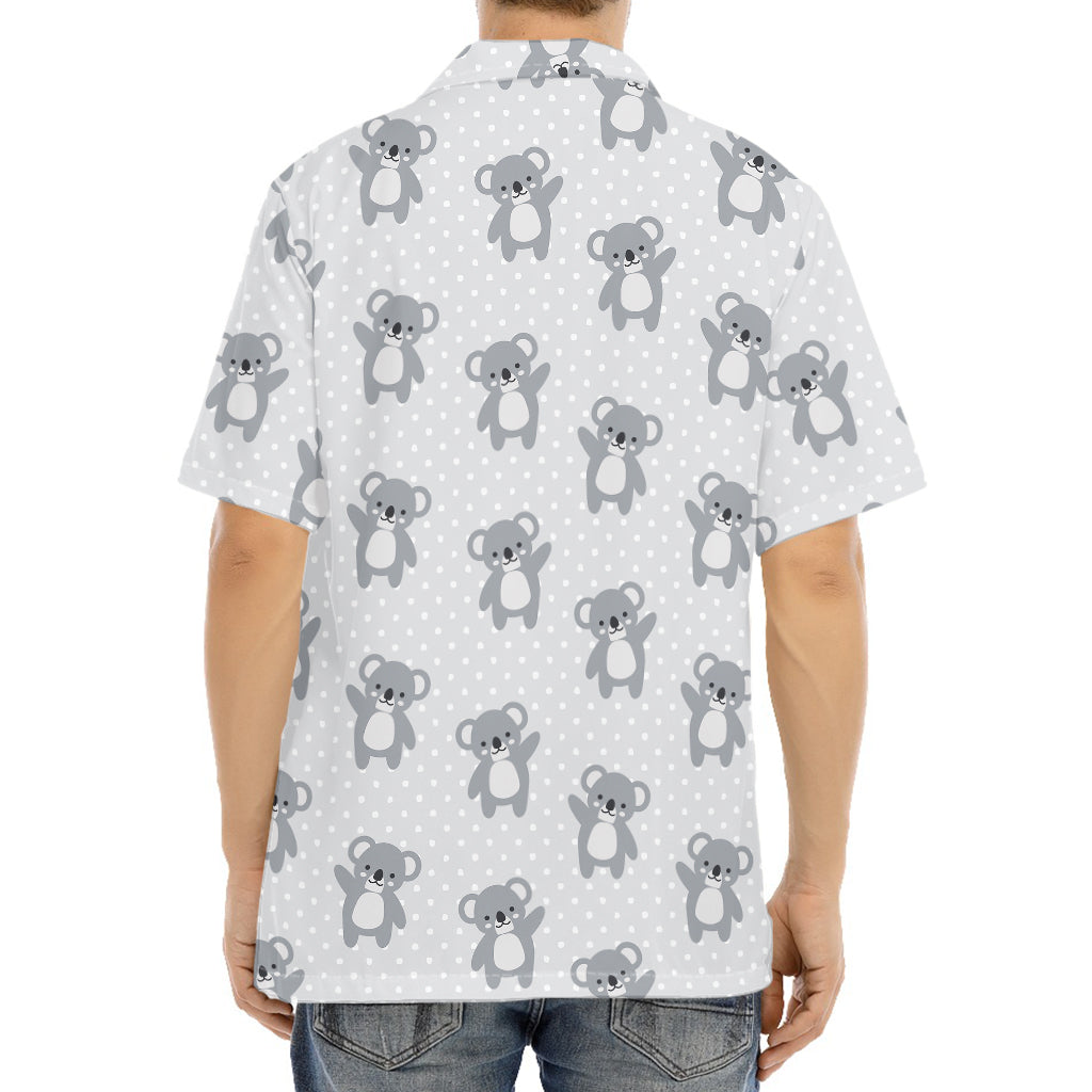 Grey Koala Pattern Print Aloha Shirt