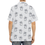 Grey Koala Pattern Print Aloha Shirt