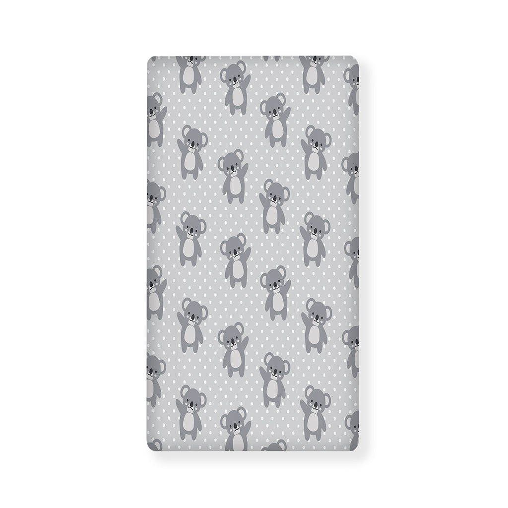 Grey Koala Pattern Print Baby Crib Sheet