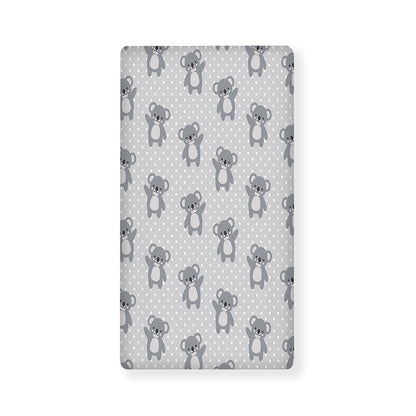 Grey Koala Pattern Print Baby Crib Sheet