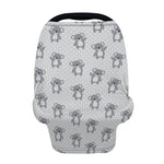 Grey Koala Pattern Print Baby Seat Cover
