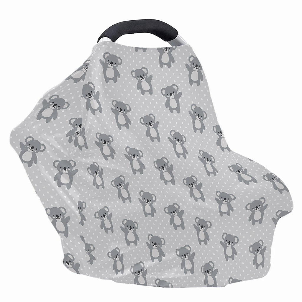 Grey Koala Pattern Print Baby Seat Cover