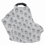 Grey Koala Pattern Print Baby Seat Cover
