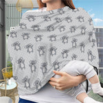 Grey Koala Pattern Print Baby Seat Cover