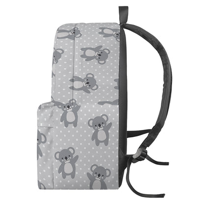 Grey Koala Pattern Print Backpack