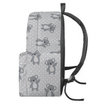 Grey Koala Pattern Print Backpack