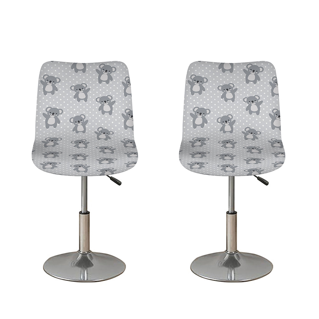 Grey Koala Pattern Print Bar Stool Covers