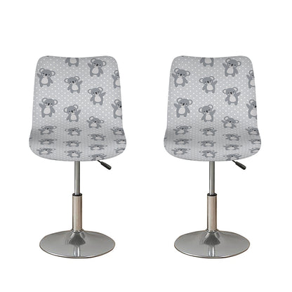 Grey Koala Pattern Print Bar Stool Covers