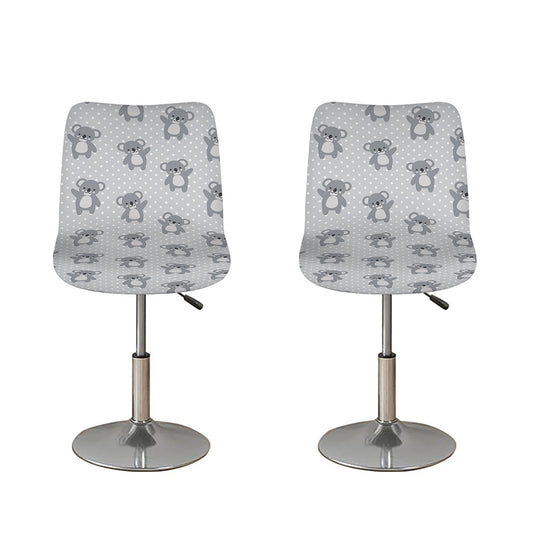 Grey Koala Pattern Print Bar Stool Covers